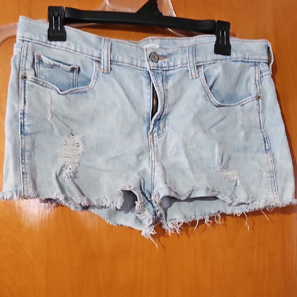 Old Navy Light Blue Distressed Denim Boyfriend Shorts